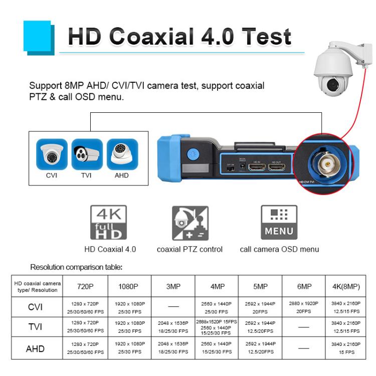 HD-3100Pro Engineering Treasure - Tester per videosorveglianza coassiale 5 in 1, US Plug, EU Plug, UK Plug