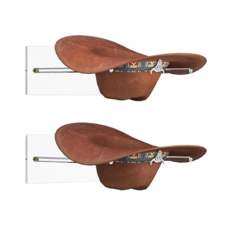 Supporto da parete in acrilico trasparente per riporre cappelli da cowboy e cappelli da sole., Single Pack, 2pcs/Pack
