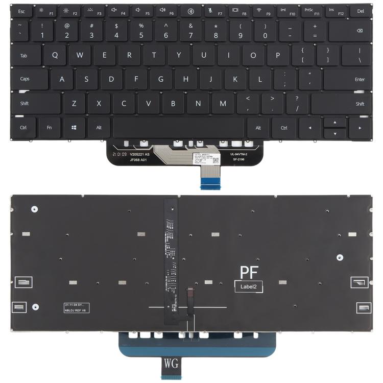 Tastiera retroilluminata per laptop Huawei MateBook 13s EMD-W76 / EMD-W56 / MateBook HKD-W56 / HKD-W76 versione USA, For Huawei MateBook 13s