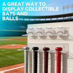 Set di 2 supporti da parete in acrilico trasparente per riporre e mostrare mazze da baseball e palline da baseball.