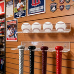 Set di 2 supporti da parete in acrilico trasparente per riporre e mostrare mazze da baseball e palline da baseball.
