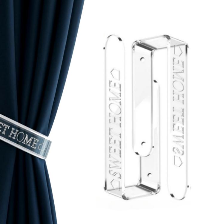 1 paio/confezione Fermacravatte per tende in acrilico trasparente, clip per tende, supporto per installazione senza foratura e con foratura