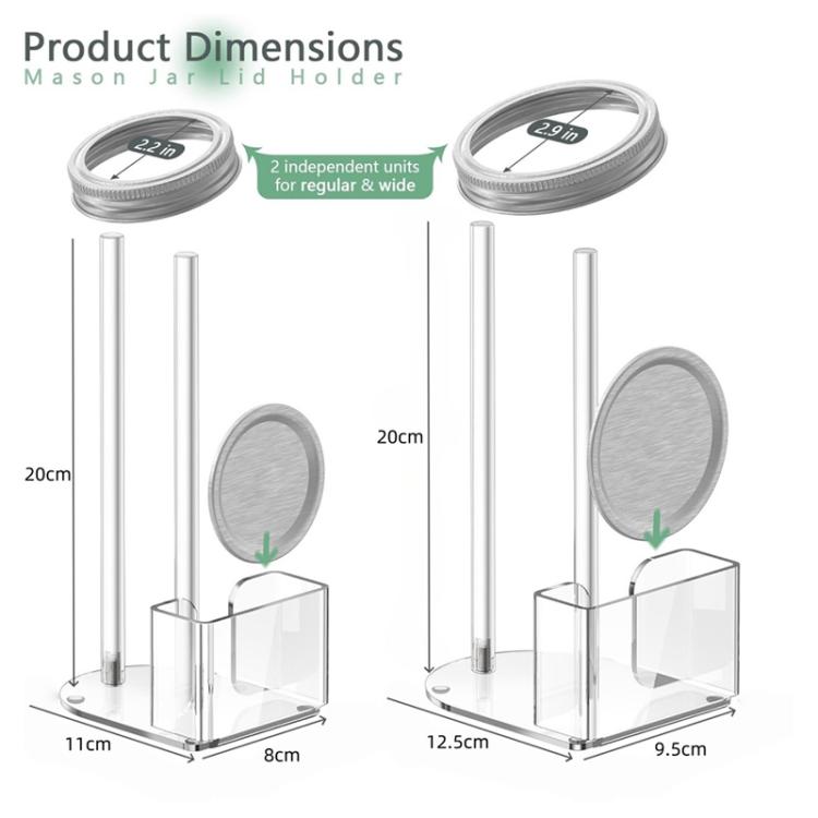 Porta coperchi per barattoli Mason in acrilico trasparente, 70mm Regular Mouth, 86mm Regular Mouth, 70mm and 86mm 2pcs/Pack