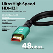 2M HDMI 2.1 8K HD Cable Connecting TV Computer Projector Video Cable, 2M