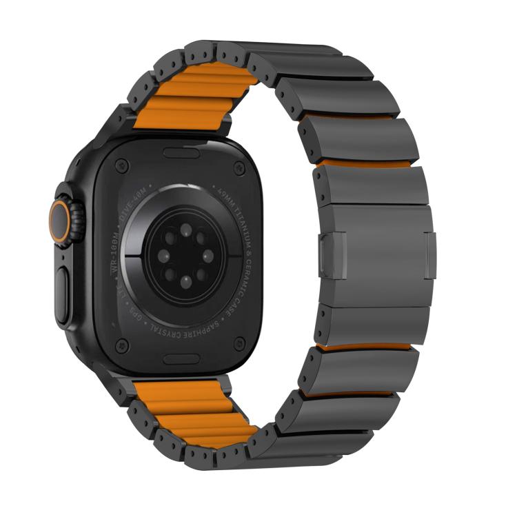 Cinturino per orologio in lega di titanio e silicone con chiusura magnetica a una perlina, For Apple Watch 46mm / 49mm / 45mm / 44mm, For Apple Watch 42mm / 41mm / 40mm / 38mm