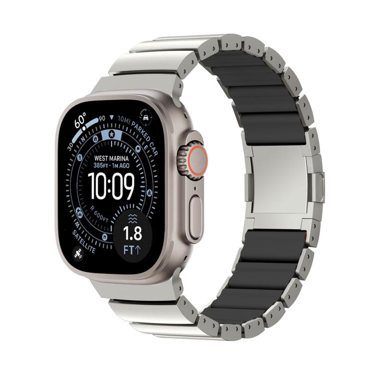 Cinturino per orologio in lega di titanio e silicone con chiusura magnetica a una perlina, For Apple Watch 46mm / 49mm / 45mm / 44mm, For Apple Watch 42mm / 41mm / 40mm / 38mm
