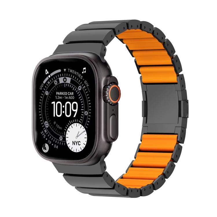 Cinturino per orologio in lega di titanio e silicone con chiusura magnetica a una perlina, For Apple Watch 46mm / 49mm / 45mm / 44mm, For Apple Watch 42mm / 41mm / 40mm / 38mm