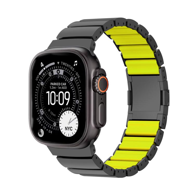 Cinturino per orologio in lega di titanio e silicone con chiusura magnetica a una perlina, For Apple Watch 46mm / 49mm / 45mm / 44mm, For Apple Watch 42mm / 41mm / 40mm / 38mm