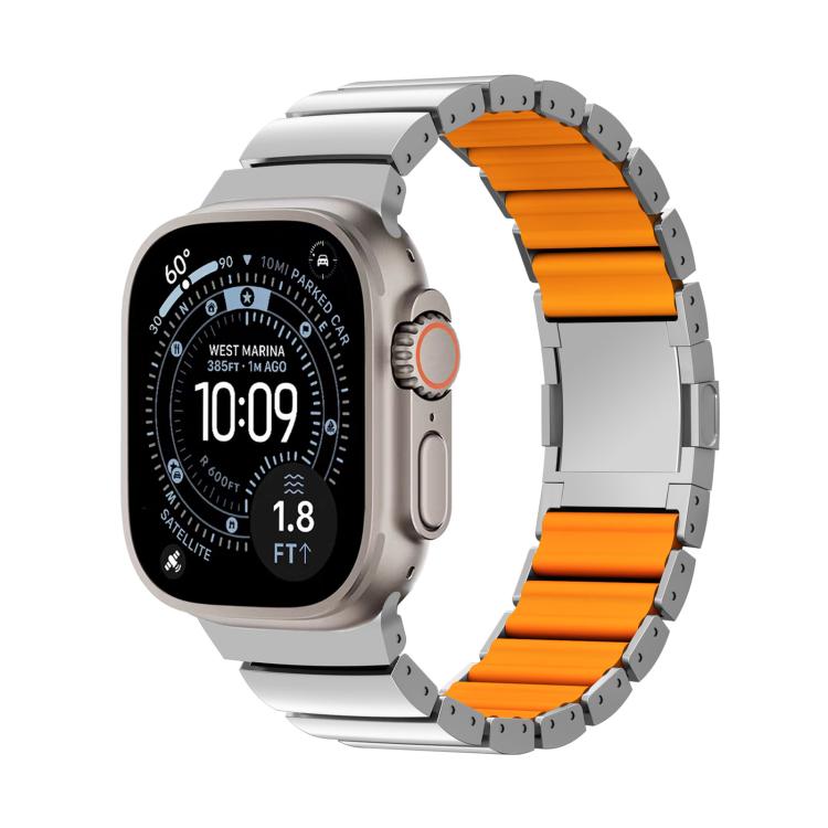 Cinturino per orologio in lega di titanio e silicone con chiusura magnetica a una perlina, For Apple Watch 46mm / 49mm / 45mm / 44mm, For Apple Watch 42mm / 41mm / 40mm / 38mm