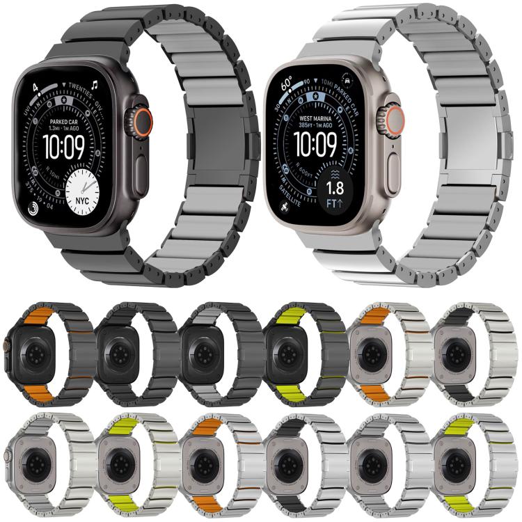 Cinturino per orologio in lega di titanio e silicone con chiusura magnetica a una perlina, For Apple Watch 46mm / 49mm / 45mm / 44mm, For Apple Watch 42mm / 41mm / 40mm / 38mm