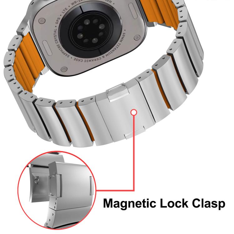 Cinturino per orologio in lega di titanio e silicone con chiusura magnetica a una perlina, For Apple Watch 46mm / 49mm / 45mm / 44mm, For Apple Watch 42mm / 41mm / 40mm / 38mm
