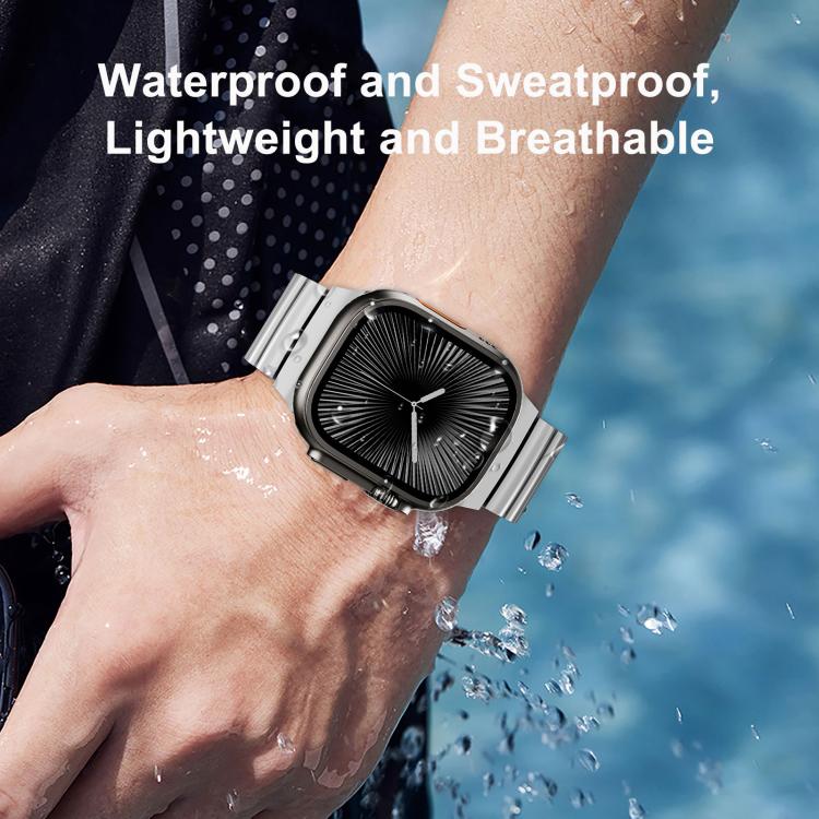 Cinturino per orologio in lega di titanio e silicone con chiusura magnetica a una perlina, For Apple Watch 46mm / 49mm / 45mm / 44mm, For Apple Watch 42mm / 41mm / 40mm / 38mm