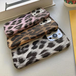 Custodia per telefono in PU con stampa leopardata e texture effetto pelle., For iPhone 15 Pro, For iPhone 15 Plus, For iPhone 15, For iPhone 14 Plus, For iPhone 14, For iPhone 14 Pro, For iPhone 14 Pro Max, For iPhone 13 Pro Max