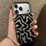 Custodia per telefono 2 in 1 in PC IMD con motivo a strisce ondulate e finitura satinata., For iPhone 17e / 16e, For iPhone 17 Pro Max, For iPhone 17 Pro, For iPhone 17