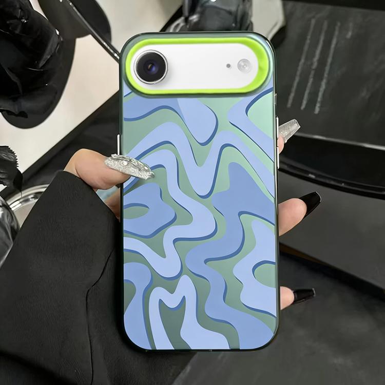 Custodia per telefono 2 in 1 in PC IMD con motivo a strisce ondulate e finitura satinata., For iPhone Air, For iPhone 16 Pro Max, For iPhone 16 Pro, For iPhone 16 Plus
