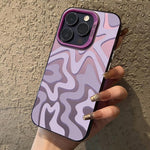 Custodia per telefono 2 in 1 in PC IMD con motivo a strisce ondulate e finitura satinata., For iPhone Air, For iPhone 16 Pro Max, For iPhone 16 Pro, For iPhone 16 Plus