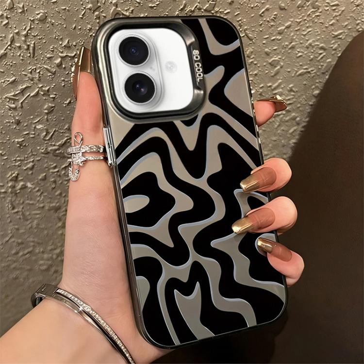 Custodia per telefono 2 in 1 in PC IMD con motivo a strisce ondulate e finitura satinata., For iPhone 16, For iPhone 15 Pro Max, For iPhone 15 Pro, For iPhone 15 Plus