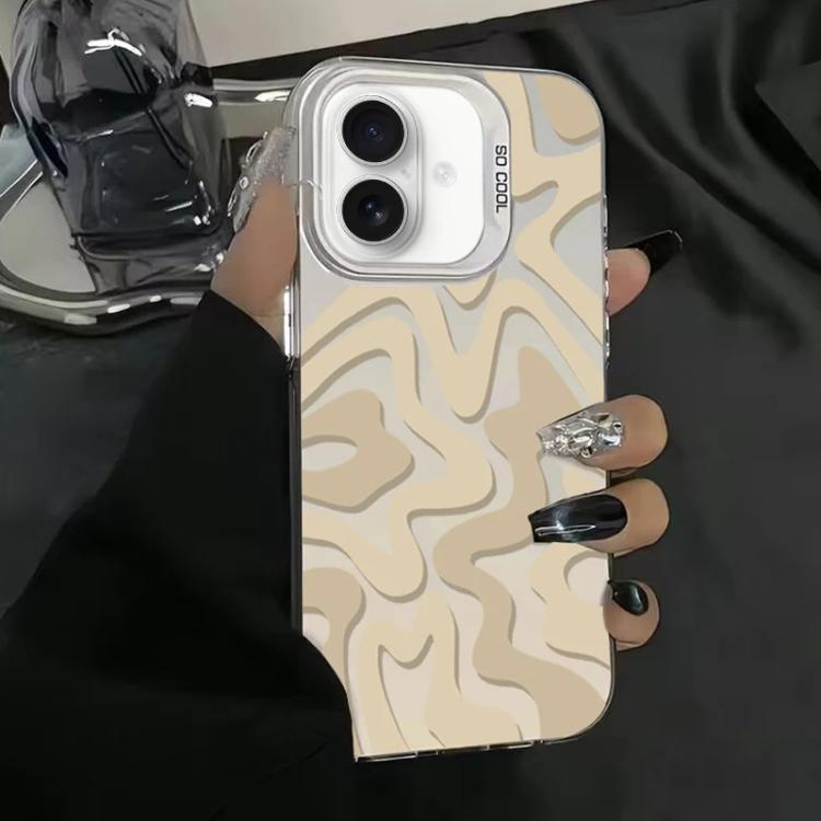 Custodia per telefono 2 in 1 in PC IMD con motivo a strisce ondulate e finitura satinata., For iPhone 16, For iPhone 15 Pro Max, For iPhone 15 Pro, For iPhone 15 Plus