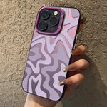 Custodia per telefono 2 in 1 in PC IMD con motivo a strisce ondulate e finitura satinata., For iPhone 16, For iPhone 15 Pro Max, For iPhone 15 Pro, For iPhone 15 Plus