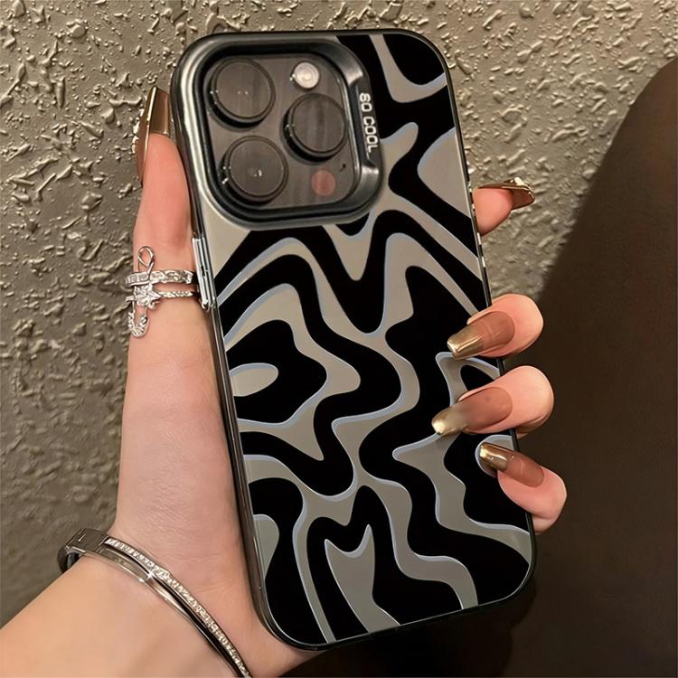 Custodia per telefono 2 in 1 in PC IMD con motivo a strisce ondulate e finitura satinata., For iPhone 16, For iPhone 15 Pro Max, For iPhone 15 Pro, For iPhone 15 Plus