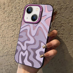 Custodia per telefono 2 in 1 in PC IMD con motivo a strisce ondulate e finitura satinata., For iPhone 15, For iPhone 14 Plus, For iPhone 14, For iPhone 14 Pro