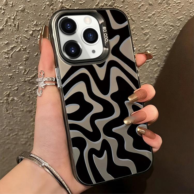 Custodia per telefono 2 in 1 in PC IMD con motivo a strisce ondulate e finitura satinata., For iPhone 11 Pro, For iPhone X / XS, For iPhone XR, For iPhone XS Max