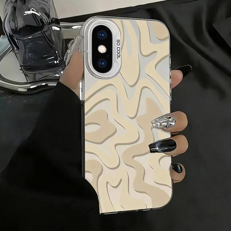 Custodia per telefono 2 in 1 in PC IMD con motivo a strisce ondulate e finitura satinata., For iPhone 11 Pro, For iPhone X / XS, For iPhone XR, For iPhone XS Max