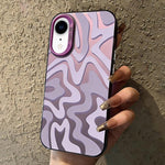 Custodia per telefono 2 in 1 in PC IMD con motivo a strisce ondulate e finitura satinata., For iPhone 11 Pro, For iPhone X / XS, For iPhone XR, For iPhone XS Max