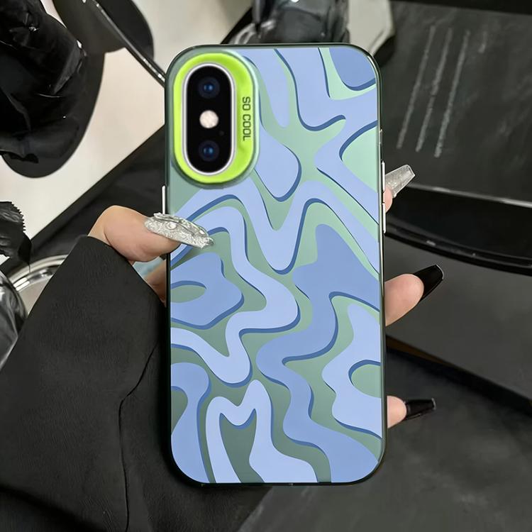 Custodia per telefono 2 in 1 in PC IMD con motivo a strisce ondulate e finitura satinata., For iPhone 11 Pro, For iPhone X / XS, For iPhone XR, For iPhone XS Max