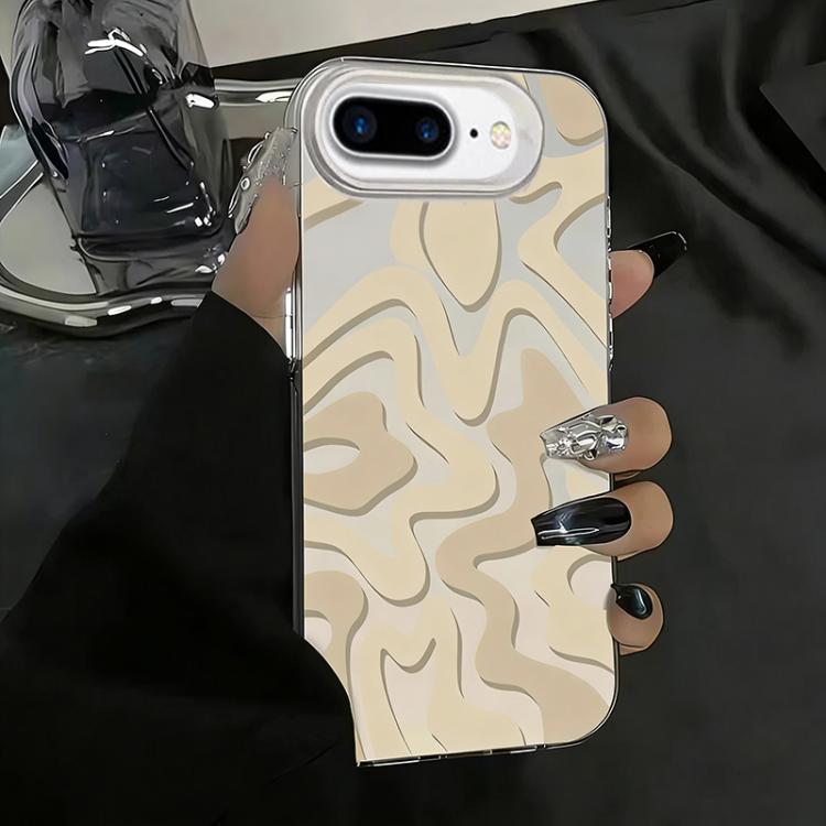 Custodia per telefono 2 in 1 in PC IMD con motivo a strisce ondulate e finitura satinata., For iPhone 8 Plus / 7 Plus