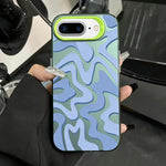 Custodia per telefono 2 in 1 in PC IMD con motivo a strisce ondulate e finitura satinata., For iPhone 8 Plus / 7 Plus