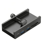 HCL-1071 7-port Type-C 3.2 Clamp Clamp Docking Station HUB with Type-C to Type-C Cable, HCL-1071-BK, HCL-1071-SV