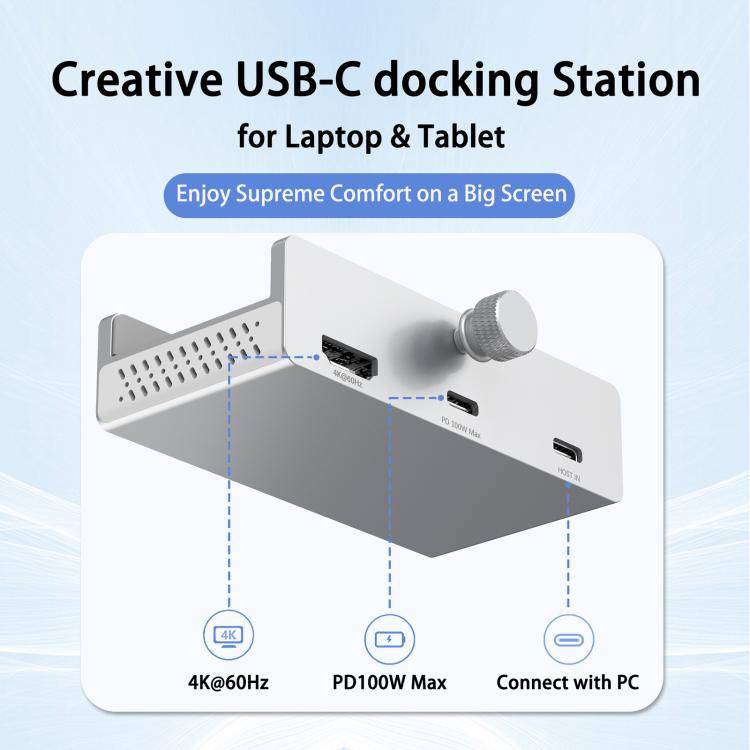 Hub docking station 7 porte USB Type-C 3.2 con morsetto