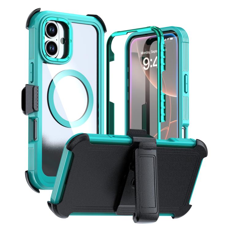 Custodia magnetica per telefono in acrilico a copertura totale con clip posteriore., For iPhone 16 Plus, For iPhone 16, For iPhone 15 Pro Max