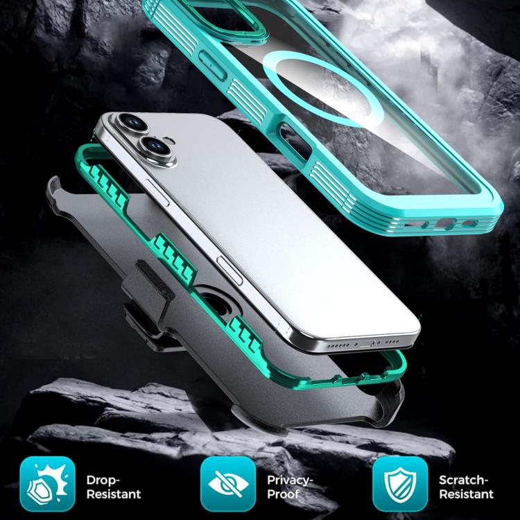 Custodia magnetica per telefono in acrilico a copertura totale con clip posteriore., For iPhone 16 Plus, For iPhone 16, For iPhone 15 Pro Max