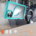 Custodia magnetica per telefono in acrilico a copertura totale con clip posteriore., For iPhone 16 Plus, For iPhone 16, For iPhone 15 Pro Max