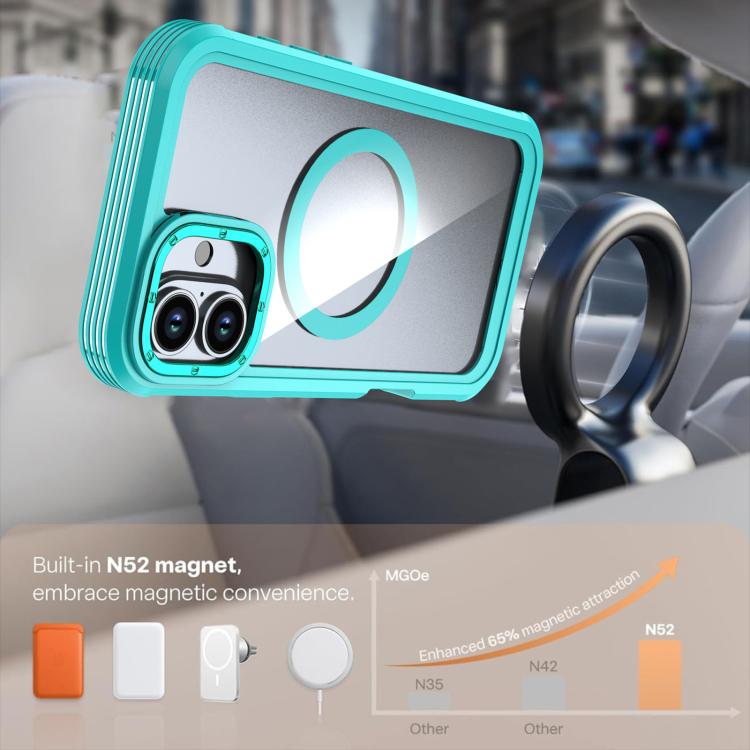 Custodia magnetica per telefono in acrilico a copertura totale con clip posteriore., For iPhone 16 Plus, For iPhone 16, For iPhone 15 Pro Max
