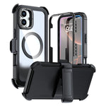 Custodia magnetica per telefono in acrilico a copertura totale con clip posteriore., For iPhone 16 Plus, For iPhone 16, For iPhone 15 Pro Max