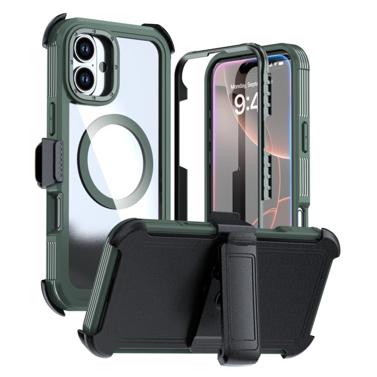Custodia magnetica per telefono in acrilico a copertura totale con clip posteriore., For iPhone 16 Plus, For iPhone 16, For iPhone 15 Pro Max