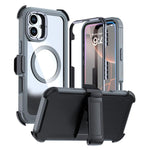 Custodia magnetica per telefono in acrilico a copertura totale con clip posteriore., For iPhone 16 Plus, For iPhone 16, For iPhone 15 Pro Max