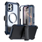 Custodia magnetica per telefono in acrilico a copertura totale con clip posteriore., For iPhone 16 Plus, For iPhone 16, For iPhone 15 Pro Max