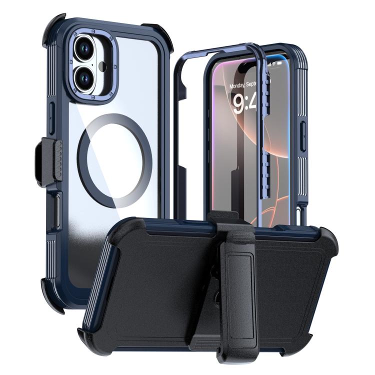 Custodia magnetica per telefono in acrilico a copertura totale con clip posteriore., For iPhone 16 Plus, For iPhone 16, For iPhone 15 Pro Max