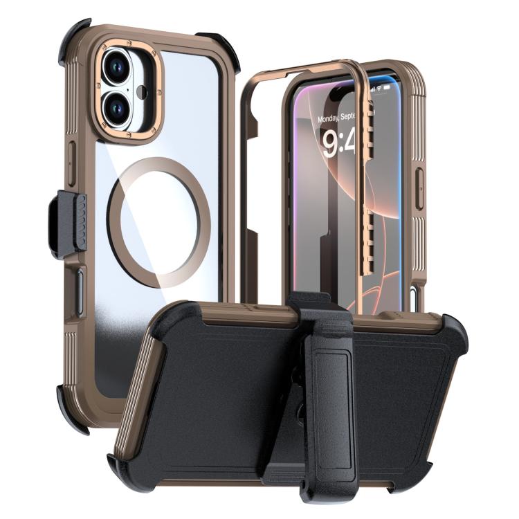 Custodia magnetica per telefono in acrilico a copertura totale con clip posteriore., For iPhone 16 Plus, For iPhone 16, For iPhone 15 Pro Max
