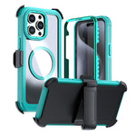 Custodia magnetica per telefono in acrilico a copertura totale con clip posteriore., For iPhone 16 Plus, For iPhone 16, For iPhone 15 Pro Max