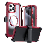 Custodia magnetica per telefono in acrilico a copertura totale con clip posteriore., For iPhone 16 Plus, For iPhone 16, For iPhone 15 Pro Max