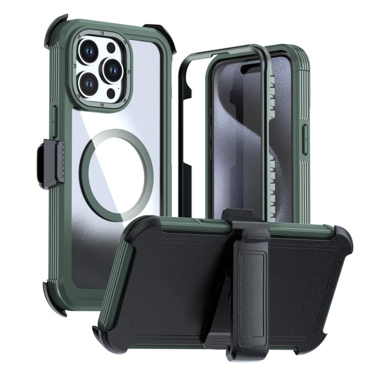 Custodia magnetica per telefono in acrilico a copertura totale con clip posteriore., For iPhone 16 Plus, For iPhone 16, For iPhone 15 Pro Max