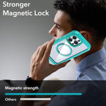 Custodia magnetica per telefono in acrilico a copertura totale con clip posteriore., For iPhone 15 Pro, For iPhone 15 Plus / 14 Plus, For iPhone 15