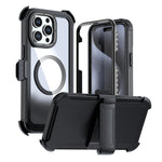 Custodia magnetica per telefono in acrilico a copertura totale con clip posteriore., For iPhone 15 Pro, For iPhone 15 Plus / 14 Plus, For iPhone 15