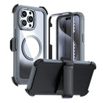Custodia magnetica per telefono in acrilico a copertura totale con clip posteriore., For iPhone 15 Pro, For iPhone 15 Plus / 14 Plus, For iPhone 15