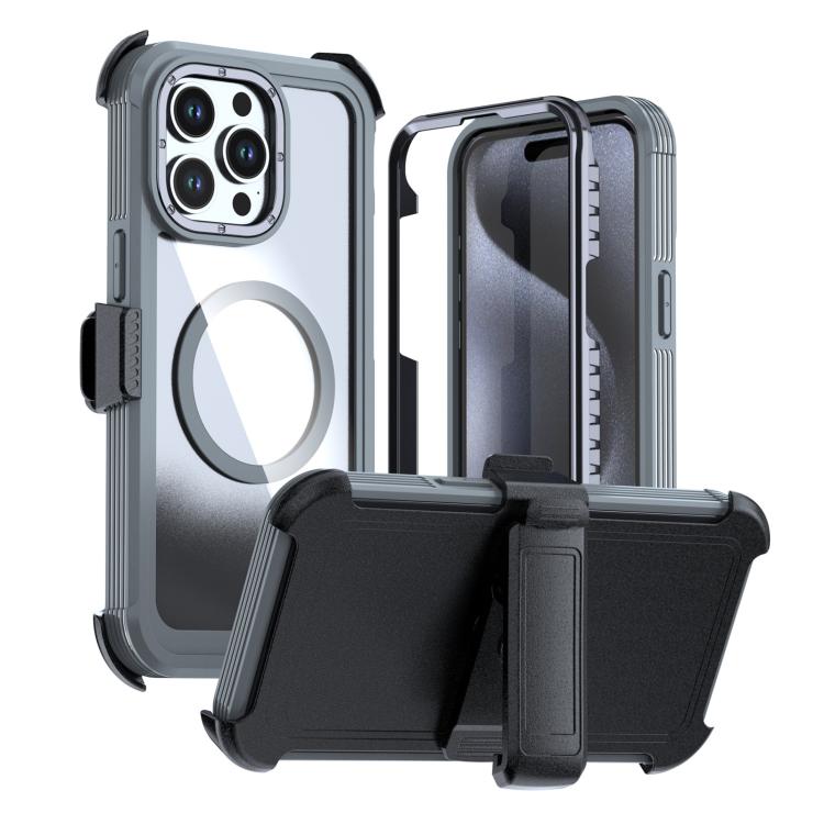 Custodia magnetica per telefono in acrilico a copertura totale con clip posteriore., For iPhone 15 Pro, For iPhone 15 Plus / 14 Plus, For iPhone 15